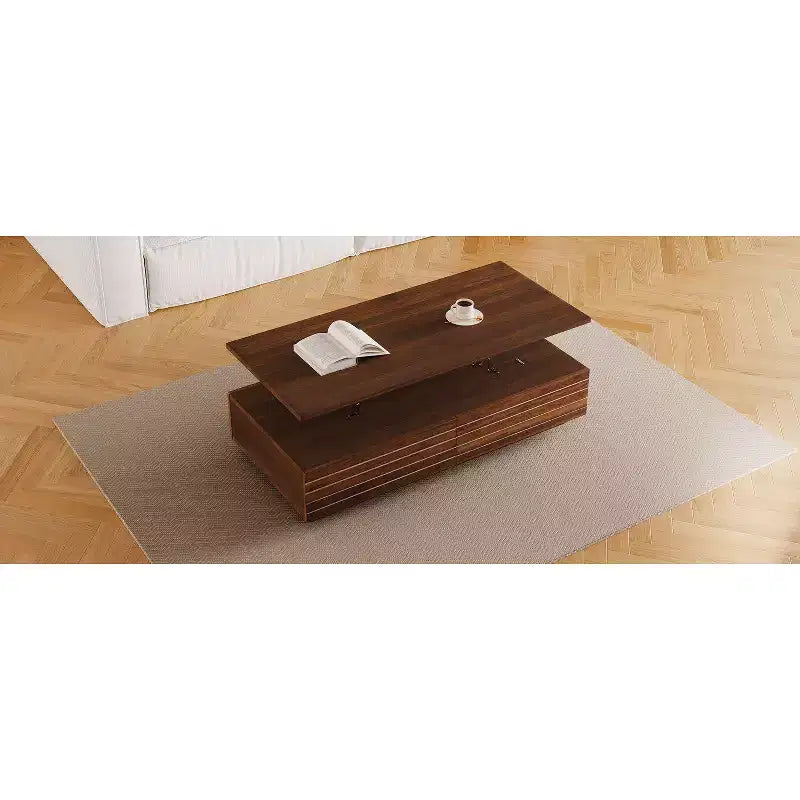 Table basse LED moderne de 119 cm avec 2 tiroirs cachés et contrôle tactile