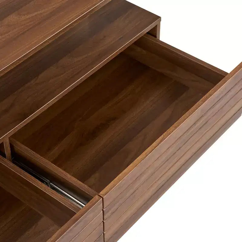Table basse LED moderne de 119 cm avec 2 tiroirs cachés et contrôle tactile
