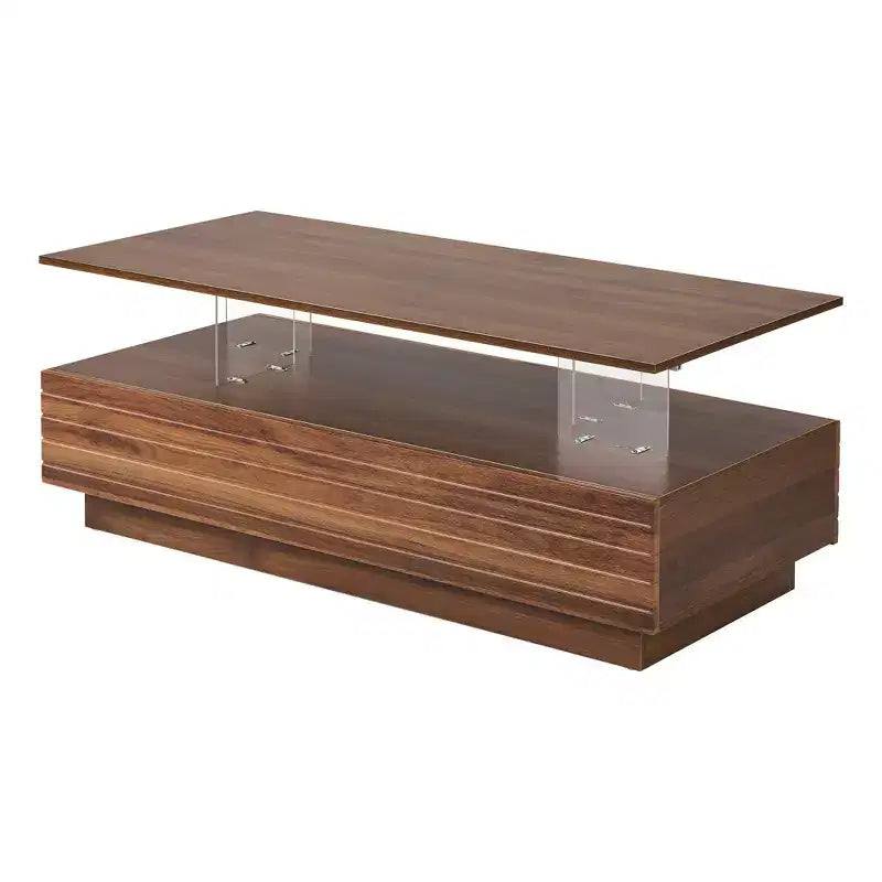 Table basse LED moderne de 119 cm avec 2 tiroirs cachés et contrôle tactile