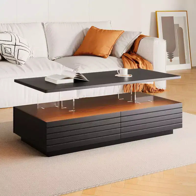 Table basse LED moderne de 119 cm avec 2 tiroirs cachés et contrôle tactile