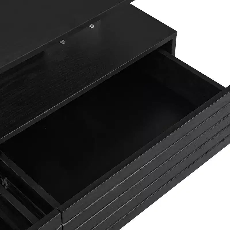 Table basse LED moderne de 119 cm avec 2 tiroirs cachés et contrôle tactile