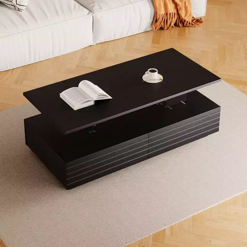Table basse LED moderne de 119 cm avec 2 tiroirs cachés et contrôle tactile