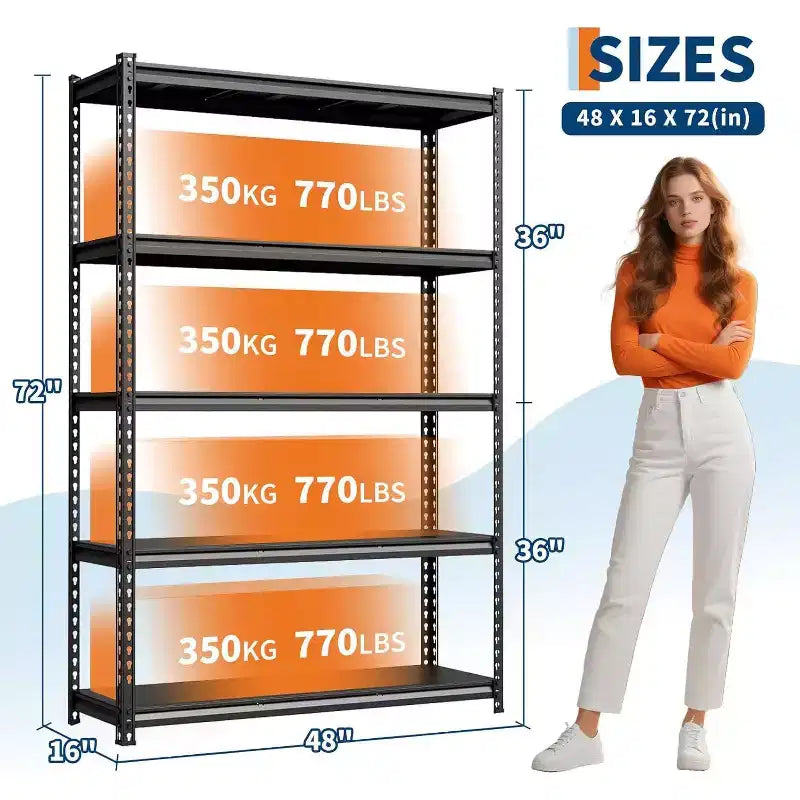 Étagère de rangement utilitaire réglable en acier à 5 niveaux – Capacité de 1 723 kg