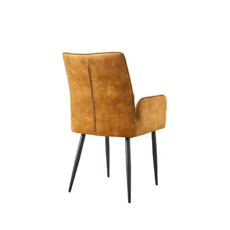 Lot de 2 Chaises de Salle à Manger en Velours avec Structure en Fer et Coussin en Mousse – Jaune/Gris