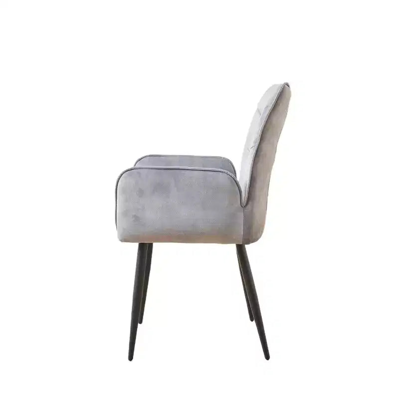 Lot de 2 Chaises de Salle à Manger en Velours avec Structure en Fer et Coussin en Mousse – Jaune/Gris
