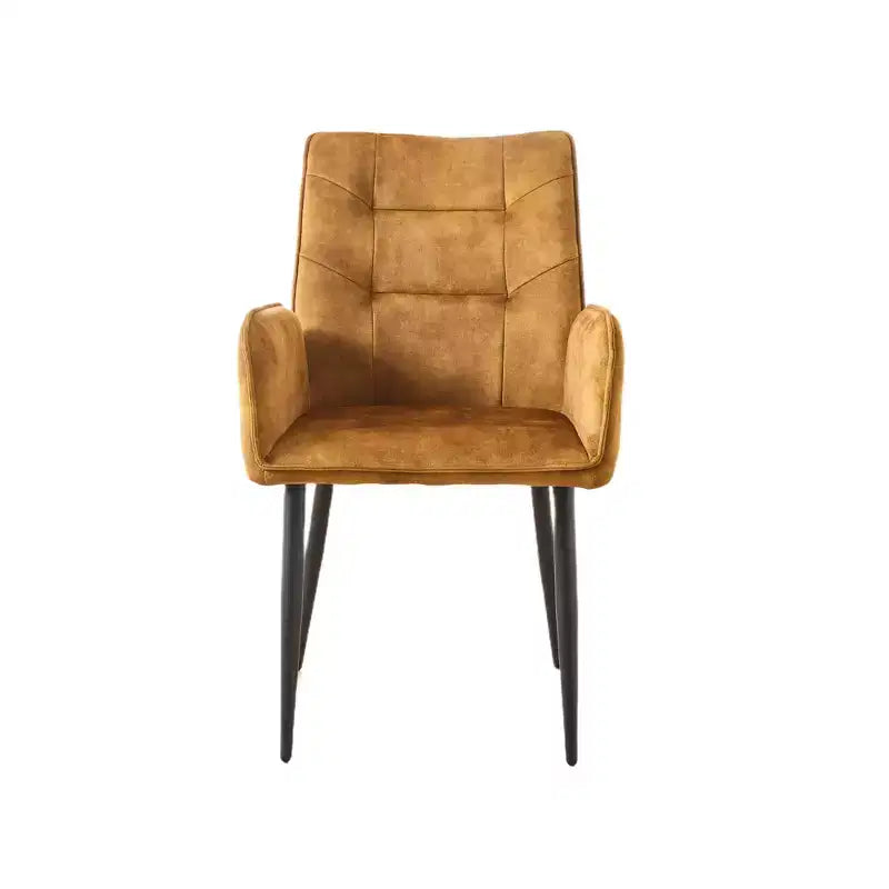 Lot de 2 Chaises de Salle à Manger en Velours avec Structure en Fer et Coussin en Mousse – Jaune/Gris
