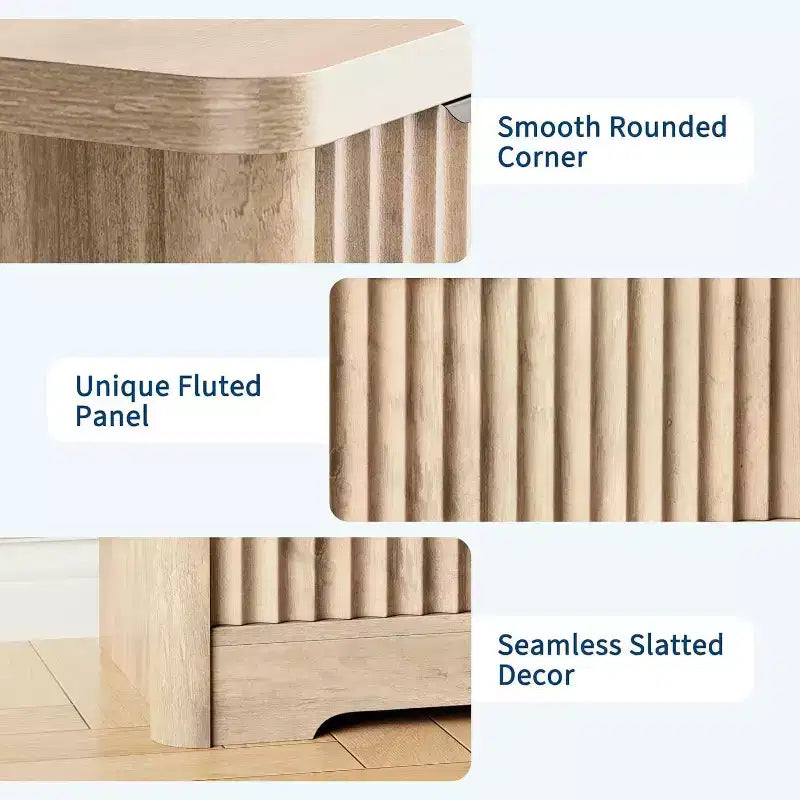 Commode à 6 tiroirs cannelés avec motif ondulé et plateau en bois massif