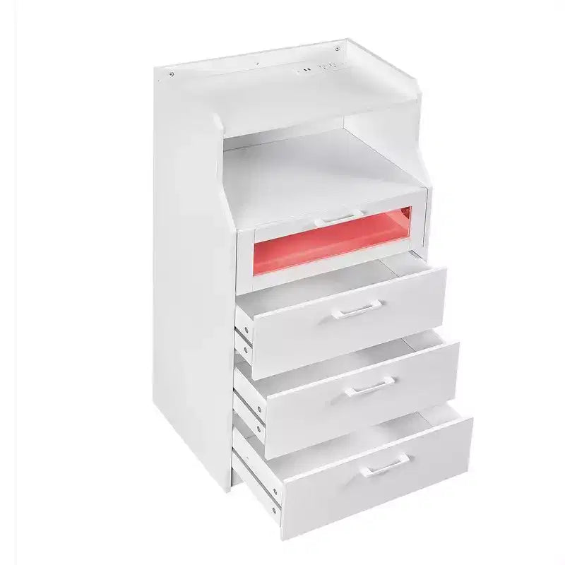 Grande commode blanche Coiffeuse moderne avec lumières LED et station de charge