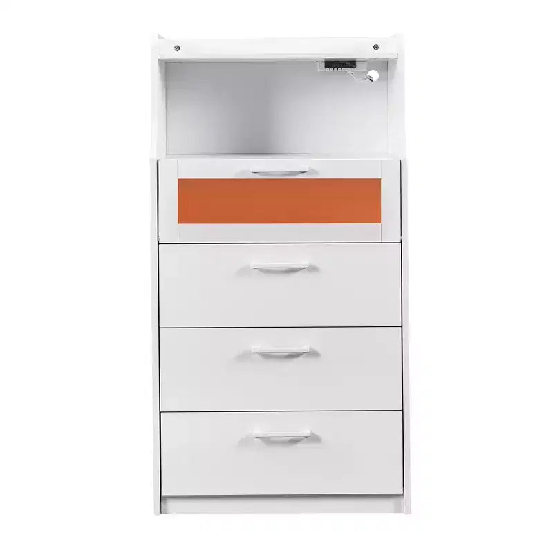 Grande commode blanche Coiffeuse moderne avec lumières LED et station de charge