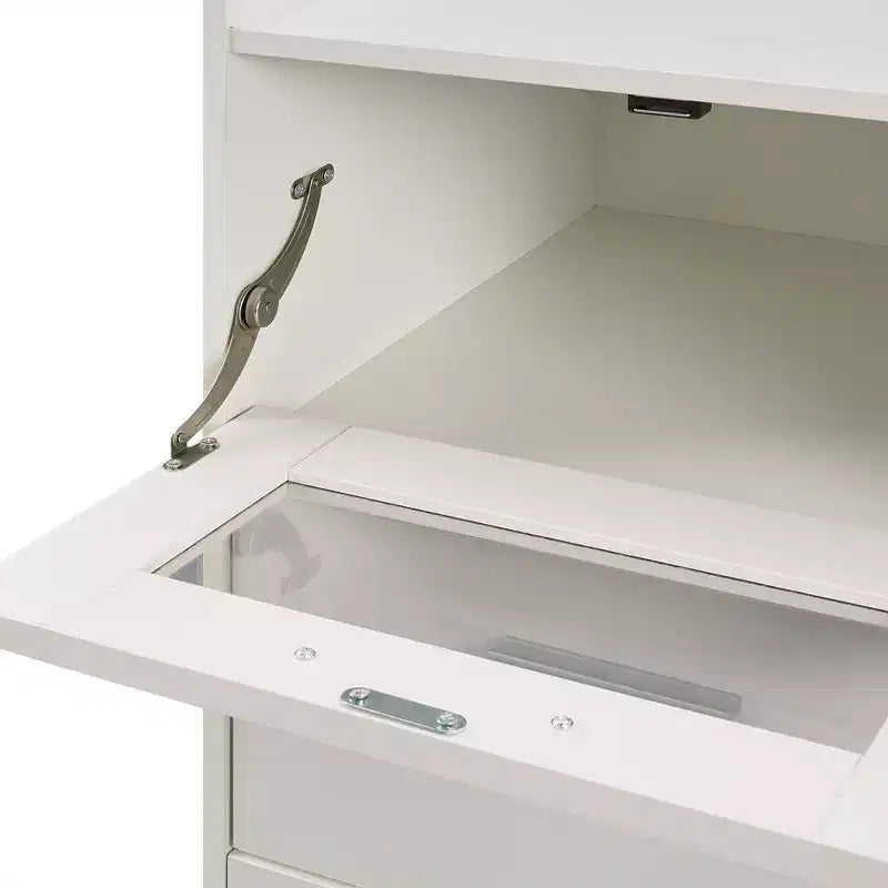 Grande commode blanche Coiffeuse moderne avec lumières LED et station de charge