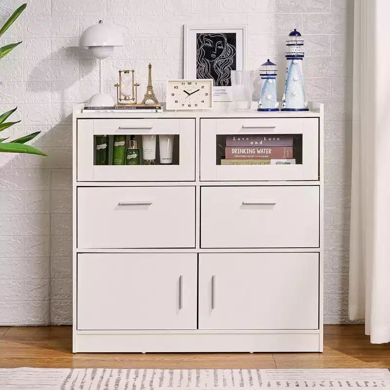 Grande commode blanche Coiffeuse moderne avec lumières LED et station de charge