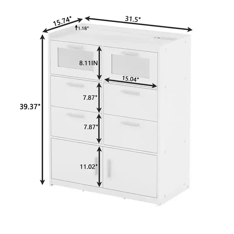 Grande commode blanche Coiffeuse moderne avec lumières LED et station de charge
