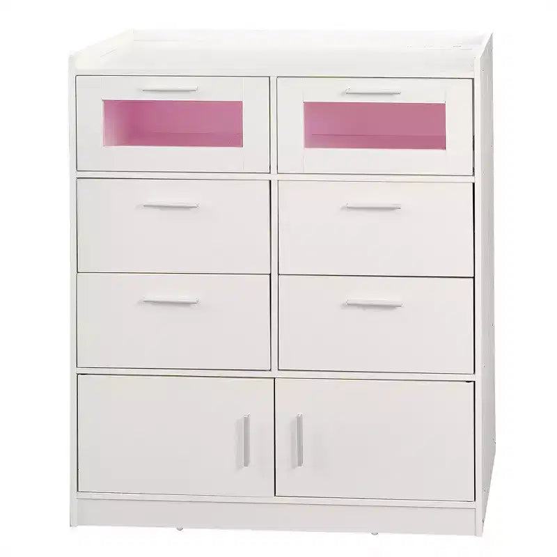 Grande commode blanche Coiffeuse moderne avec lumières LED et station de charge
