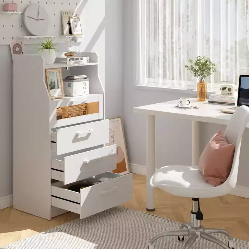 Grande commode blanche Coiffeuse moderne avec lumières LED et station de charge