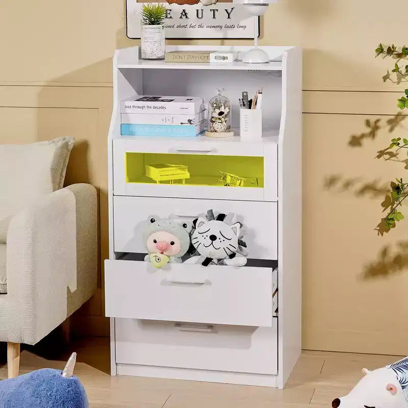 Grande commode blanche Coiffeuse moderne avec lumières LED et station de charge