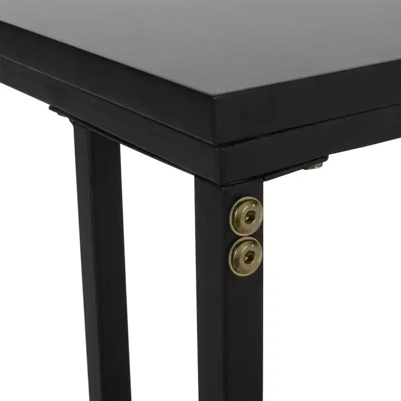 Table d'appoint en forme de C en faux bois et fer pour salon ou chambre à coucher