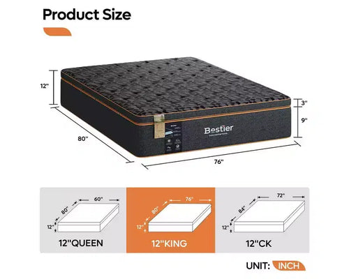 Matelas en mousse à mémoire de forme 14 pouces avec gel rafraîchissant et soutien lombaire, en boîte, CertiPUR-US