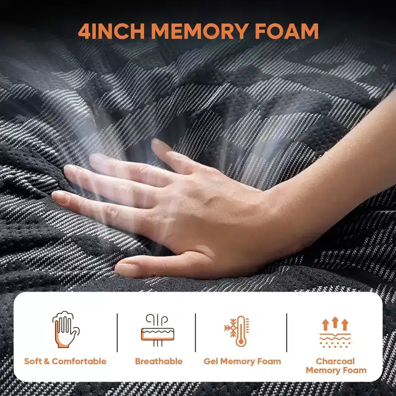 Matelas en mousse à mémoire de forme 14 pouces avec gel rafraîchissant et soutien lombaire, en boîte, CertiPUR-US