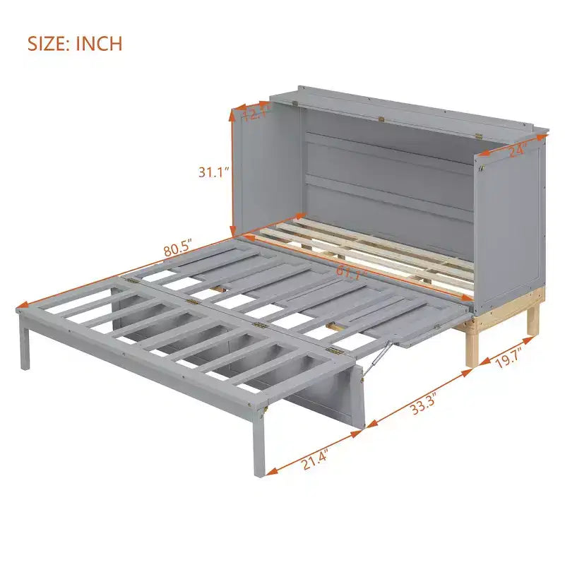 Lit escamotable Queen Size, Lit mural gain de place avec construction durable