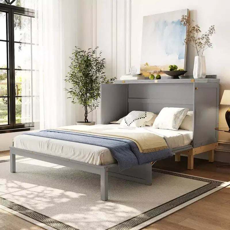Lit escamotable Queen Size, Lit mural gain de place avec construction durable