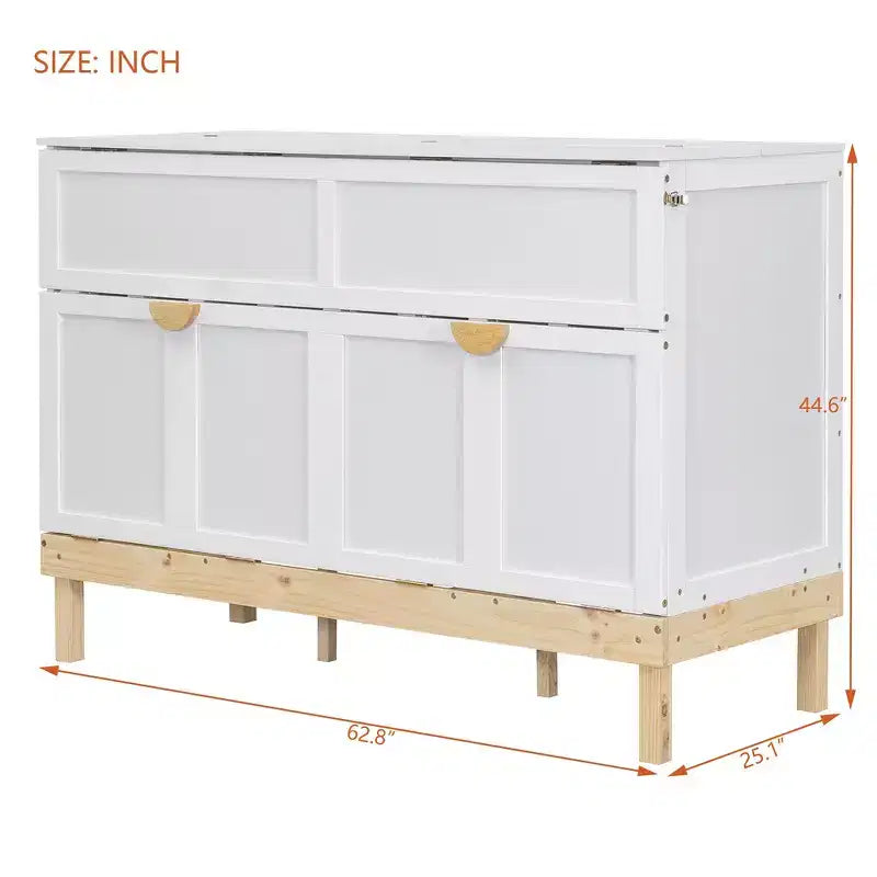 Lit escamotable Queen Size, Lit mural gain de place avec construction durable
