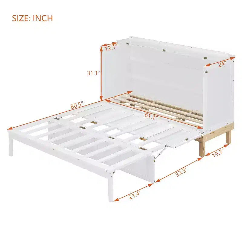 Lit escamotable Queen Size, Lit mural gain de place avec construction durable