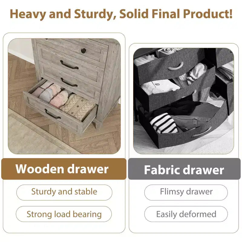 Commode haute à 4 tiroirs pour chambre à coucher, meuble de rangement autonome en bois