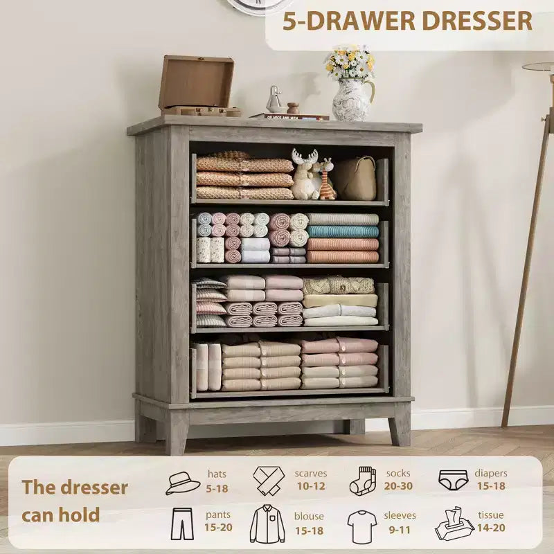 Commode haute à 4 tiroirs pour chambre à coucher, meuble de rangement autonome en bois