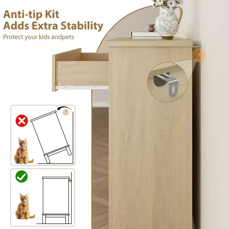 Commode haute à 4 tiroirs pour chambre à coucher, meuble de rangement autonome en bois