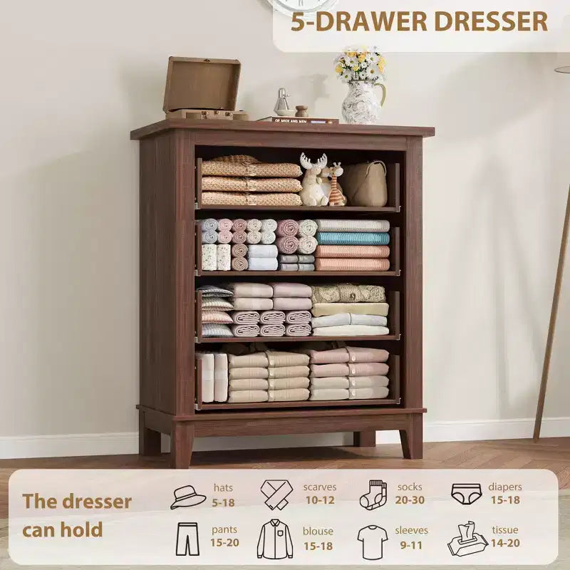 Commode haute à 4 tiroirs pour chambre à coucher, meuble de rangement autonome en bois