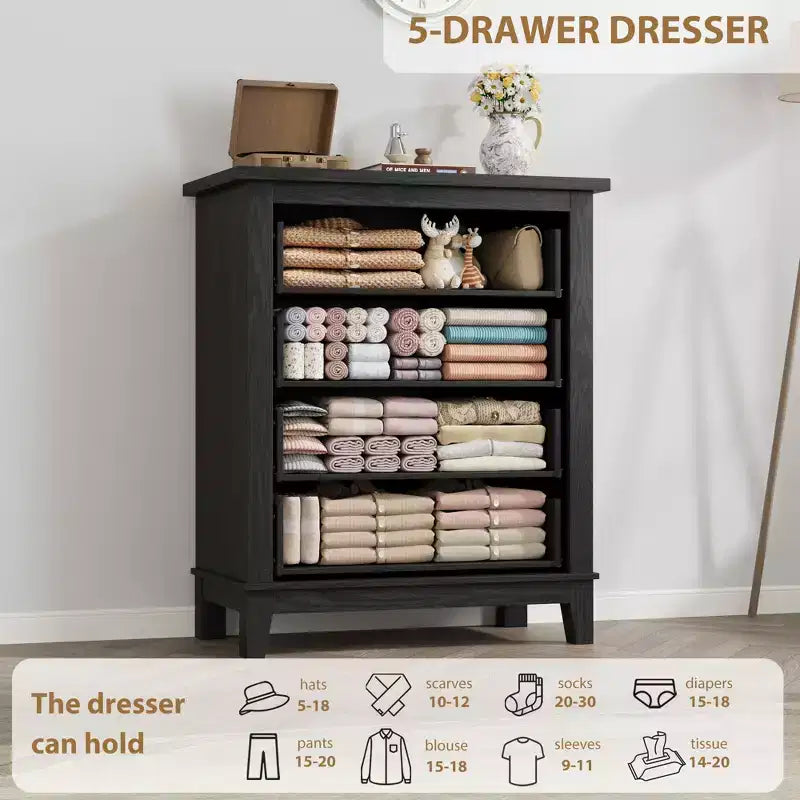Commode haute à 4 tiroirs pour chambre à coucher, meuble de rangement autonome en bois