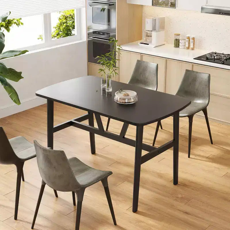 Table à manger moderne 47" pour 4 à 6 personnes – Plateau en bois et cadre en métal, noir