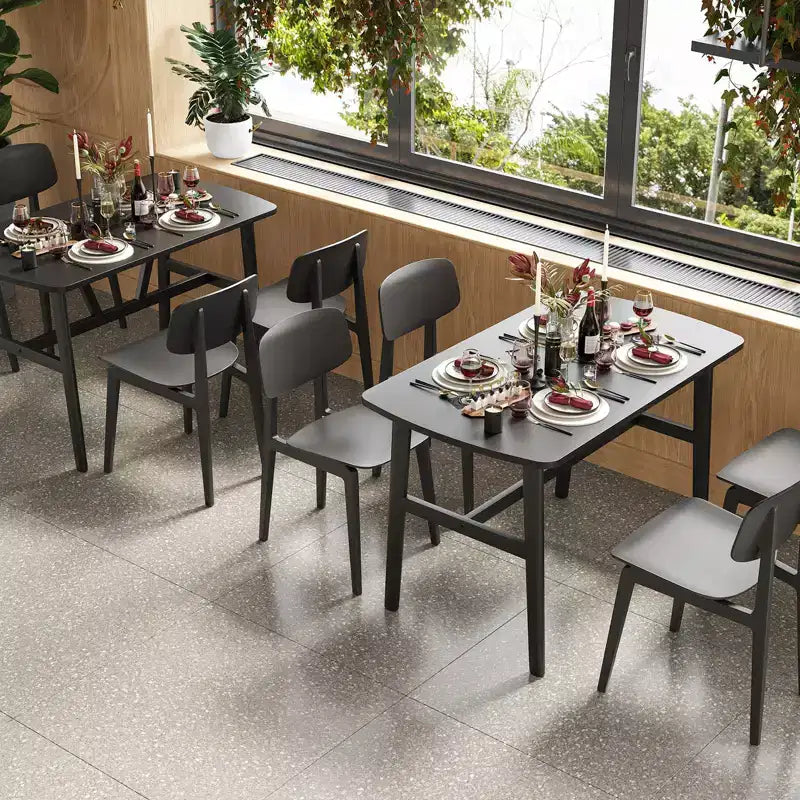 Table à manger moderne 47" pour 4 à 6 personnes – Plateau en bois et cadre en métal, noir
