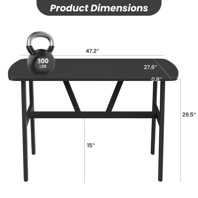 Table à manger moderne 47" pour 4 à 6 personnes – Plateau en bois et cadre en métal, noir