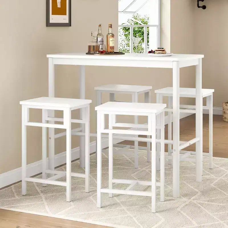 Table de bar/pub rectangulaire de 47" de hauteur pour café, cuisine et salle d'étude, coloris blanc