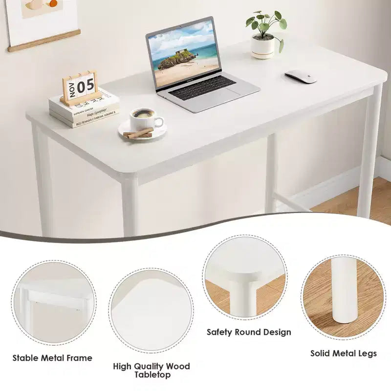 Table de bar/pub rectangulaire de 47" de hauteur pour café, cuisine et salle d'étude, coloris blanc