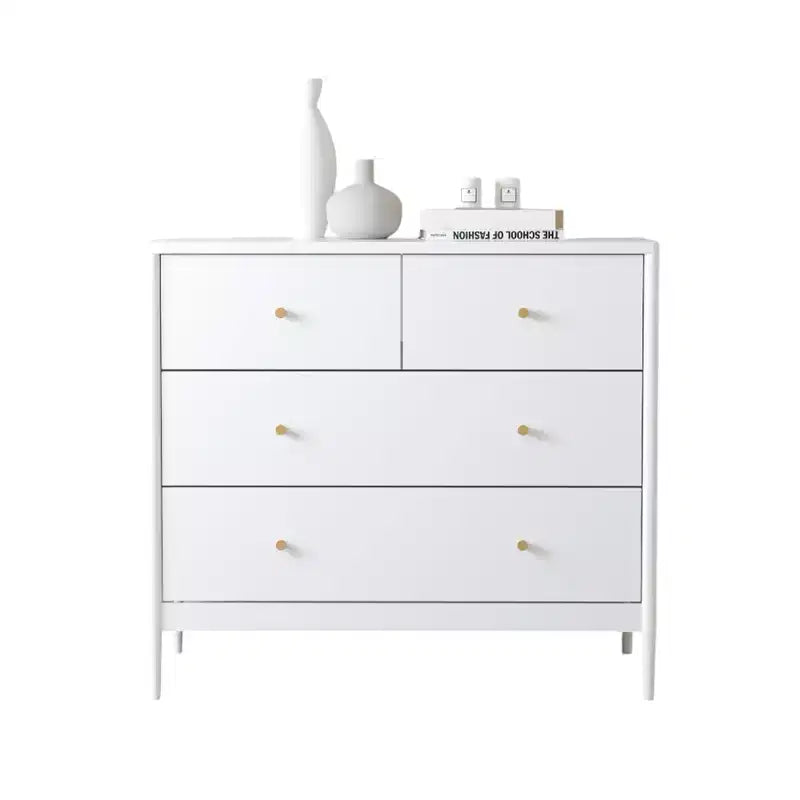 Armoire pour enfants à quatre tiroirs blanche, un meuble de rangement en bois adapté aux chambres d'enfants, aux crèches et aux placards