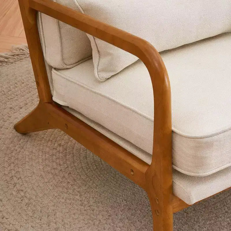 Fauteuil rembourré en bois massif avec coussin en mousse – Chaise d'appoint moderne