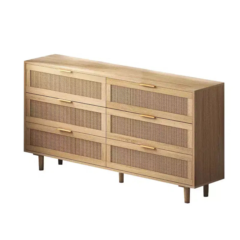 Meuble de rangement 6 tiroirs en rotin 130 cm – Design moderne naturel
