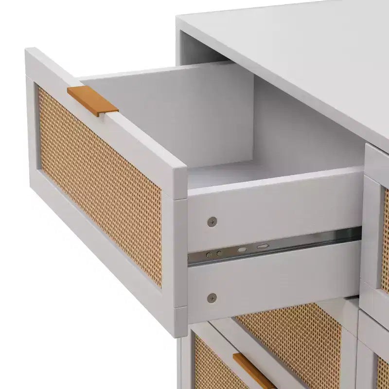 Meuble de rangement 6 tiroirs en rotin 130 cm – Design moderne naturel