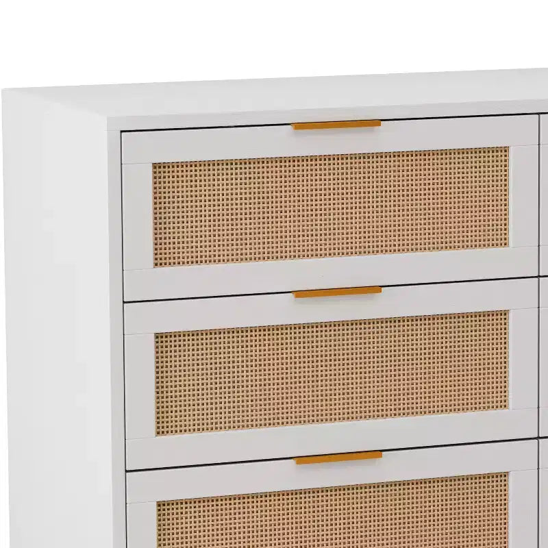 Meuble de rangement 6 tiroirs en rotin 130 cm – Design moderne naturel