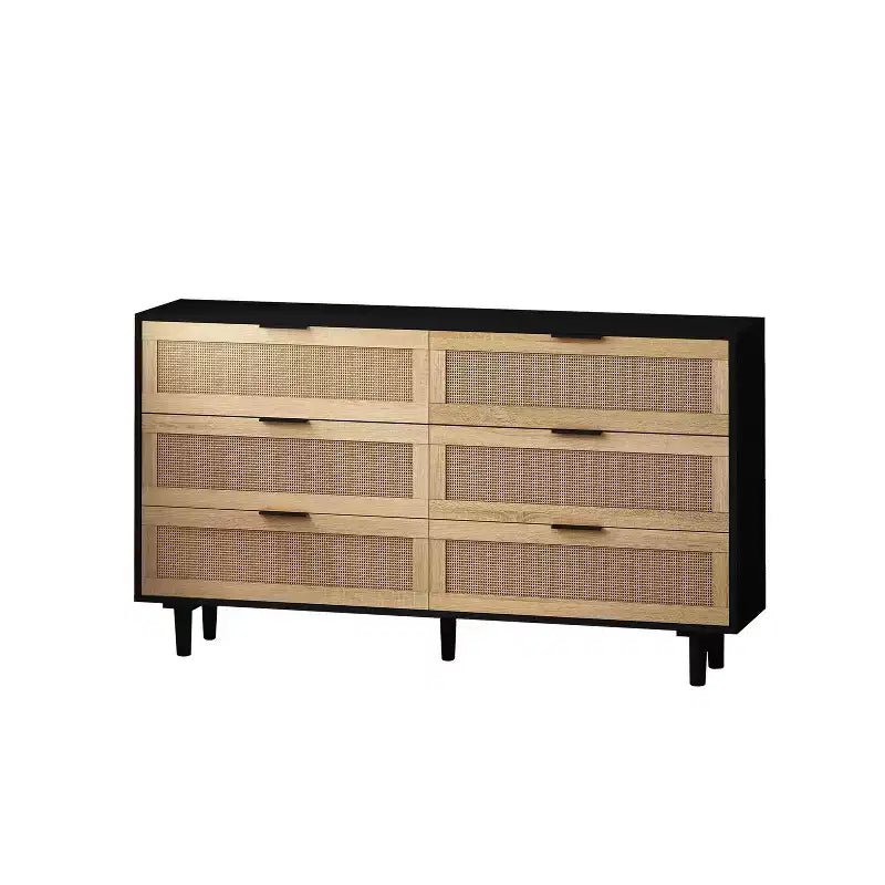 Meuble de rangement 6 tiroirs en rotin 130 cm – Design moderne naturel