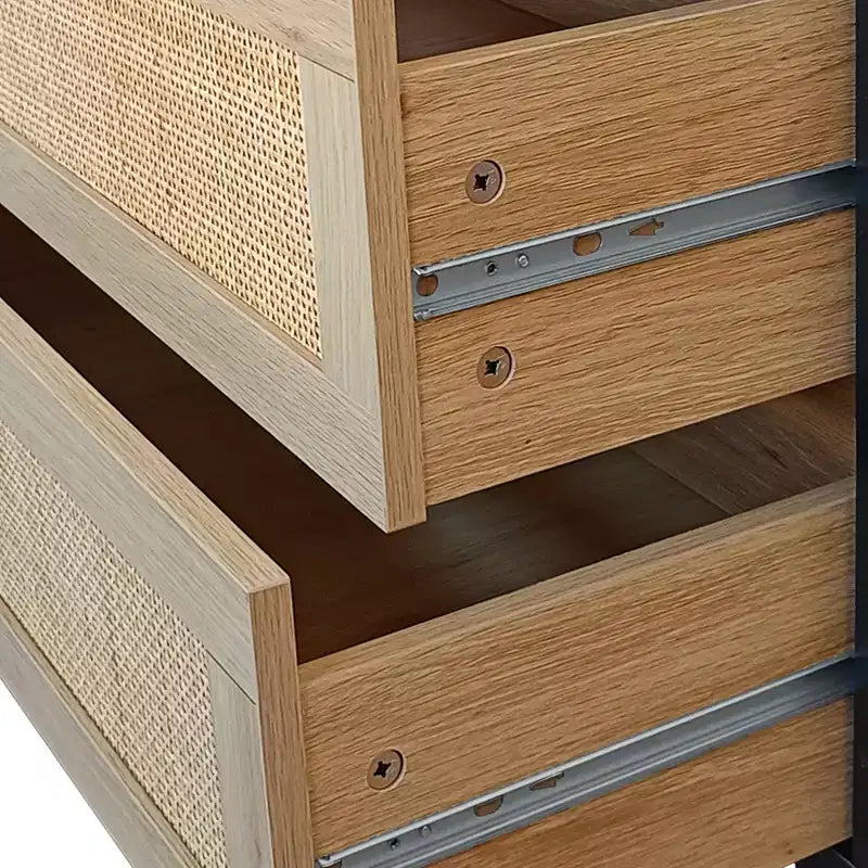 Meuble de rangement 6 tiroirs en rotin 130 cm – Design moderne naturel