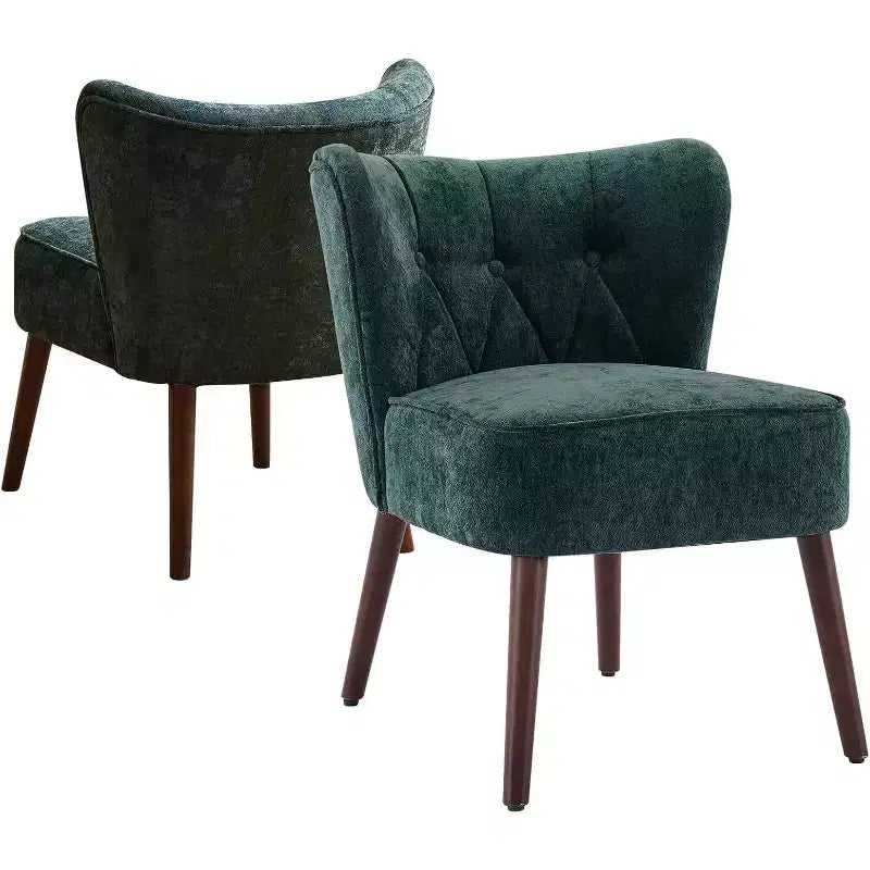 Chaise moderne sans accoudoirs en velours avec pieds coniques en bois (plusieurs coloris)