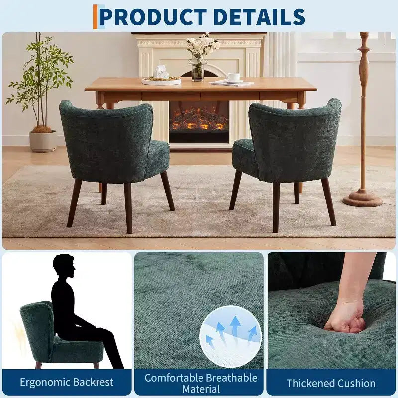 Chaise moderne sans accoudoirs en velours avec pieds coniques en bois (plusieurs coloris)