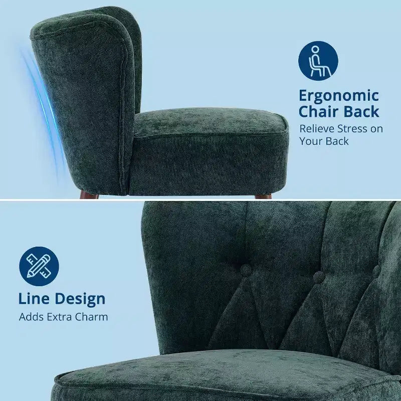 Chaise moderne sans accoudoirs en velours avec pieds coniques en bois (plusieurs coloris)