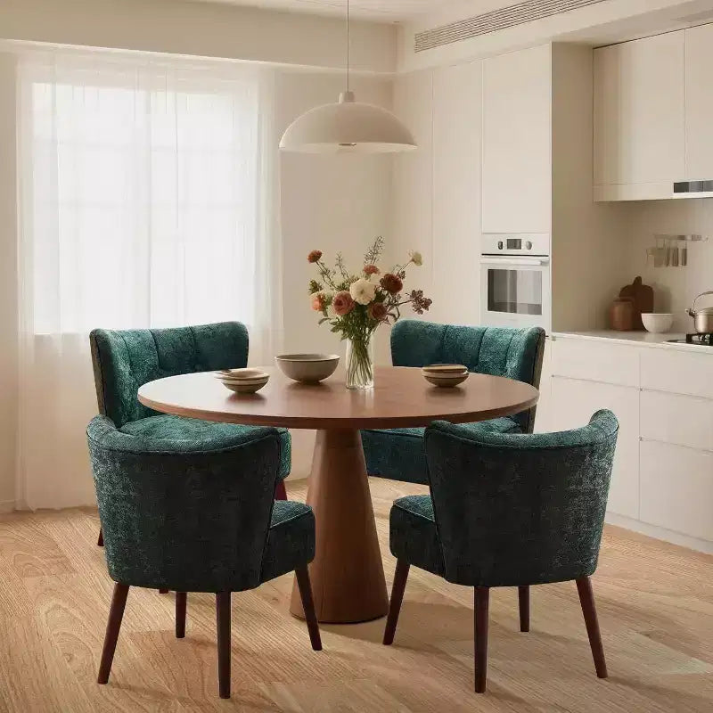 Chaise moderne sans accoudoirs en velours avec pieds coniques en bois (plusieurs coloris)