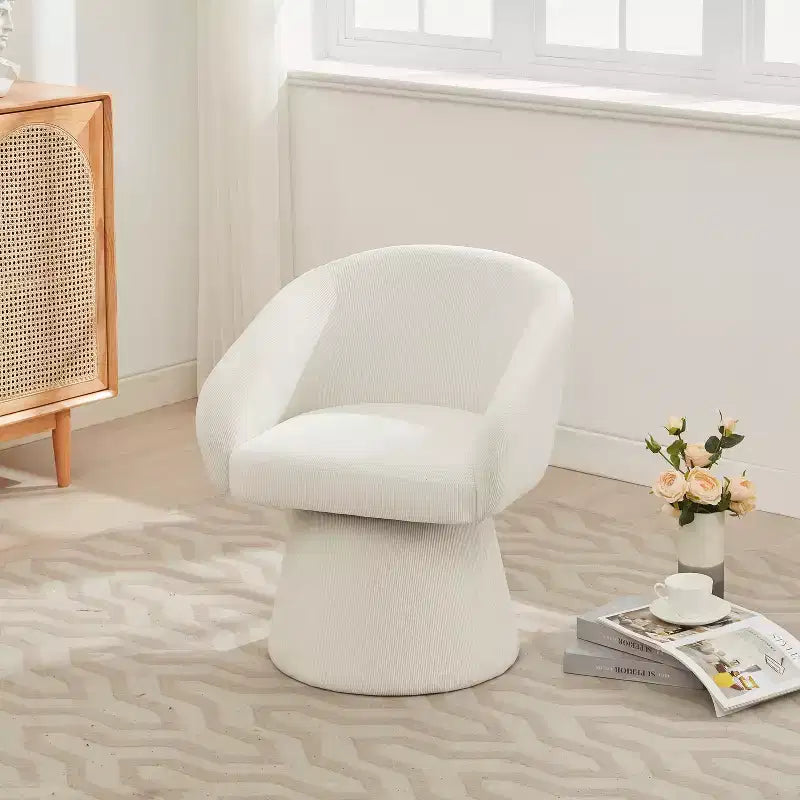 Fauteuil d'appoint pivotant en velours côtelé du milieu du siècle avec rotation à 360°