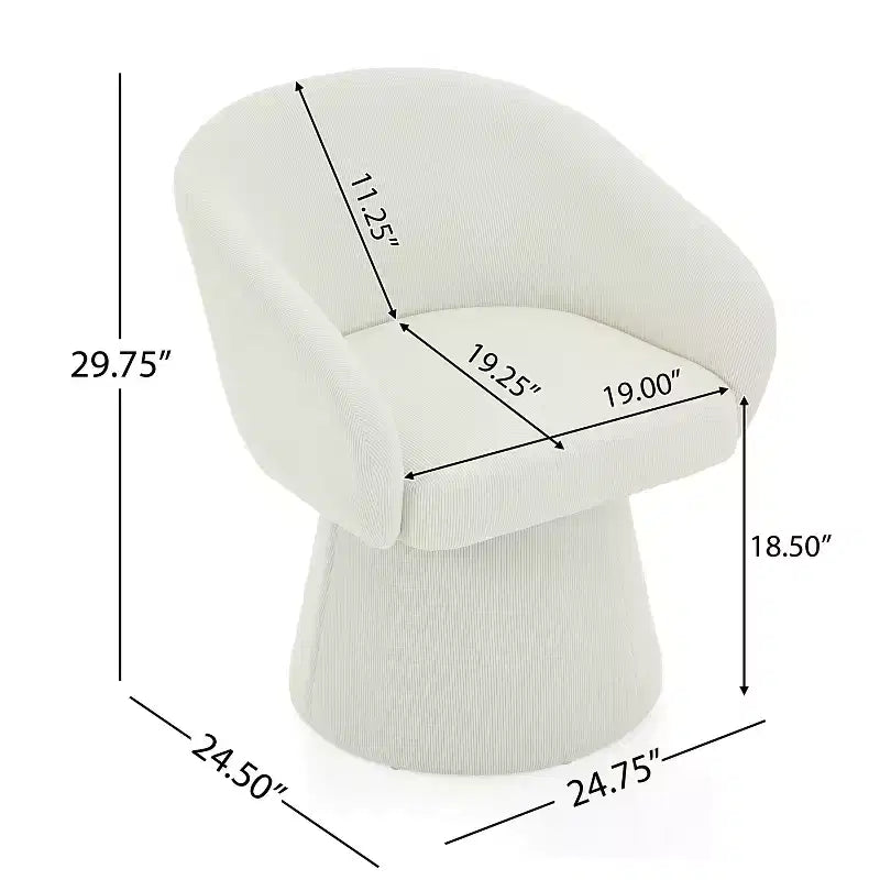 Fauteuil d'appoint pivotant en velours côtelé du milieu du siècle avec rotation à 360°