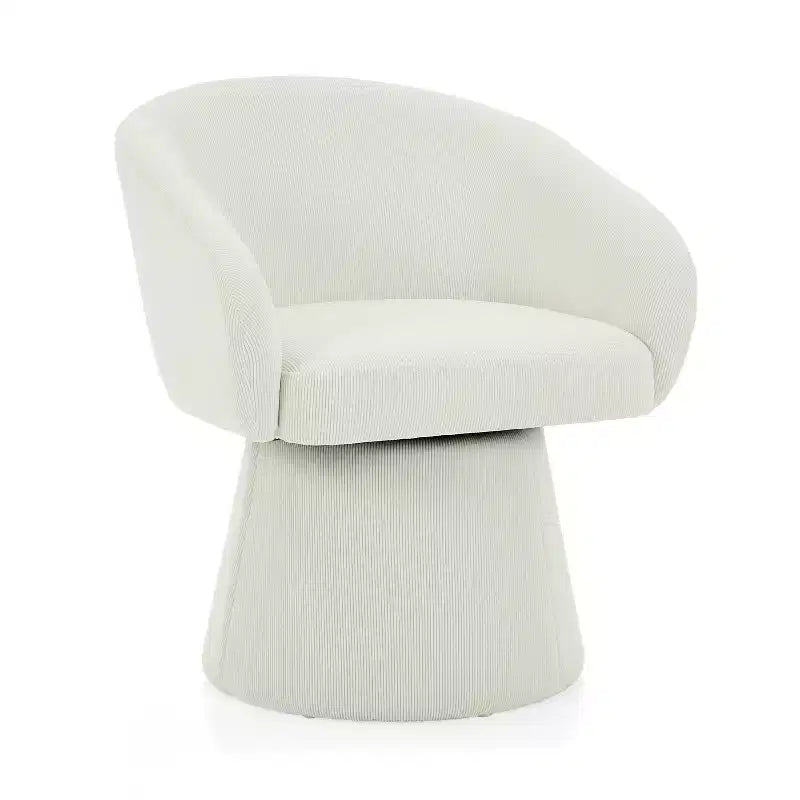 Fauteuil d'appoint pivotant en velours côtelé du milieu du siècle avec rotation à 360°